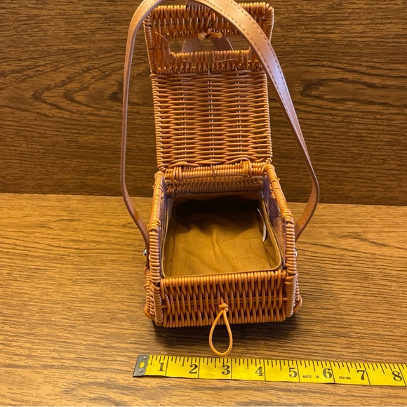 Tommy Bahama Tan Woven Rattan Car-Shaped Satchel - Picture 8 of 16